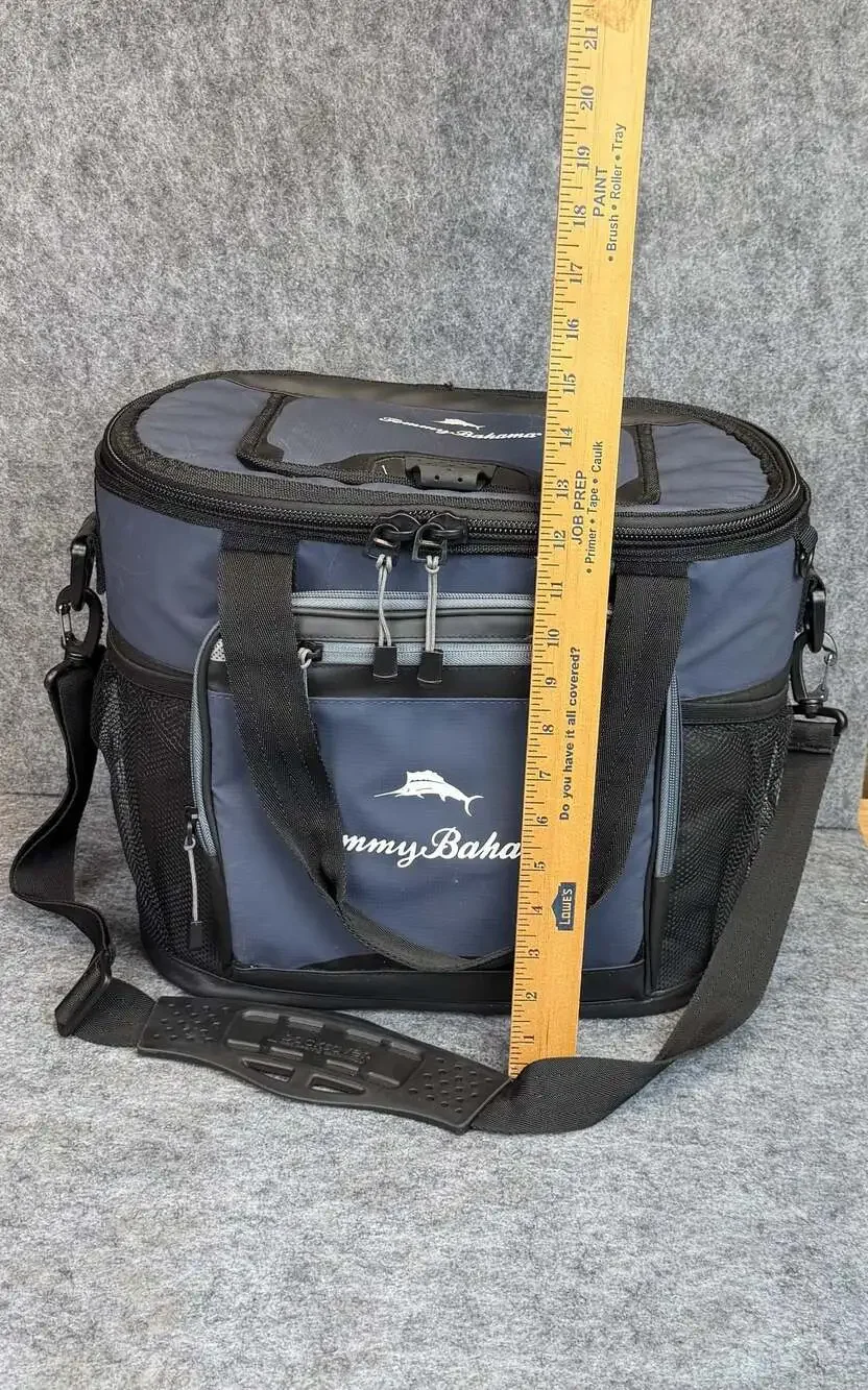 Tommy Bahama Zipperless Hardbody Cooler Bag Blue Grey Shoulder Strap 9 Can